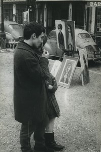 Paris Montmartre Sunday morning Place du Tertre Painter Old photo Huet 1970