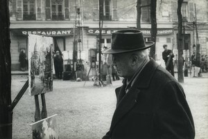 Paris Montmartre Sunday morning Place du Tertre Painter Old photo Huet 1970