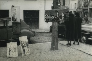 Paris Montmartre Sunday morning Place du Tertre Painter Old photo Huet 1970