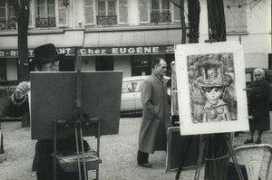 Paris Montmartre Sunday morning Place du Tertre Painter Old photo Huet 1970