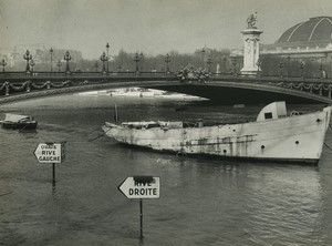 France Paris Floods Quais de Seine Artistic Study Old photo Huet 1970 #1