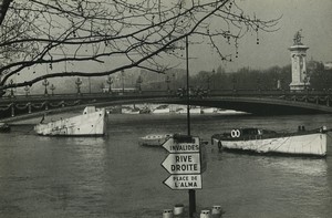 France Paris Floods Quais de Seine Artistic Study Old photo Huet 1970 #2