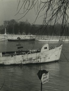 France Paris Floods Quais de Seine Artistic Study Old photo Huet 1970 #3