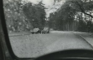 France Rainy Day Inside a car Artistic Study Citroen DS 2CV Old photo Huet 1970