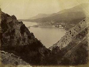France Menton panorama from Italian border Old photo Neurdein 1880