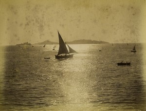 France Marseille harbour sailboats Old photo Neurdein 1880