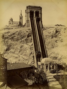 France Marseille Notre Dame de la Garde lift Old photo Neurdein 1880