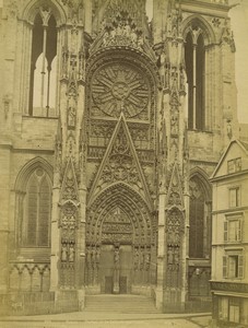 France Rouen Cathedral Old photo Neurdein 1880