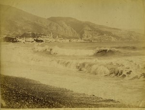France Menton beach panorama Old photo Gilletta 1880