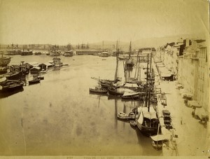 France Toulon Quay Ships Old photo Gilletta 1880