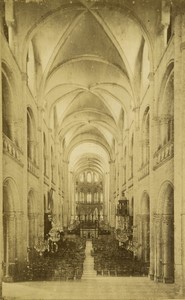 France Normandy Caen cathedral interior nave old Photo Neurdein 1890