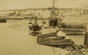 France Normandy Dieppe Harbor old Photo Neurdein 1890 #1