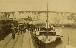 France Normandy Dieppe Pier Harbor old Photo Neurdein 1890