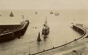 France Normandy Dieppe panorama Boats Channel old Photo Neurdein 1890