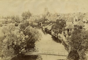 France Normandy Alencon panorama bridge old Photo Neurdein 1890