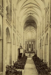 France Normandy Coutances church interior old Photo Neurdein 1890