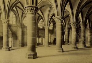 France Normandy Mont Saint Michel Abbey Knight's Hall old Photo Neurdein 1890