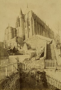 France Normandy Mont Saint Michel Abbey Remparts Shop old Photo Neurdein 1890