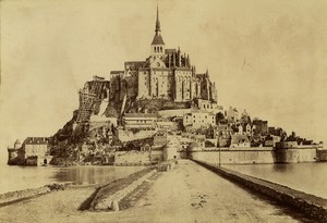 France Normandy Mont Saint Michel panorama Scaffolding old Photo Neurdein 1890