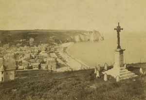 France Normandy Etretat panorama Cross Cliffs old Photo Neurdein 1890