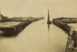 France Normandy Saint Valery en Caux Harbor Channel old Photo Neurdein 1890