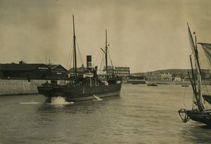 France Normandy Le Treport Harbor Val de Travers Steamer old Photo 1900