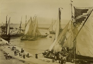 France Normandy Le Treport Harbor Sailboats old Photo 1900 #1