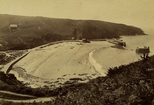 United Kingdom Jersey Panorama of Lecq beach old Photo Neurdein 1890
