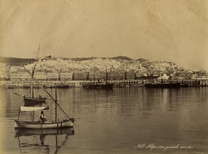 Algeria Algiers panorama Sail boats old Photo Geiser 1890