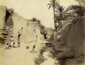 Algeria Biskra a street Children old Photo Neurdein 1890