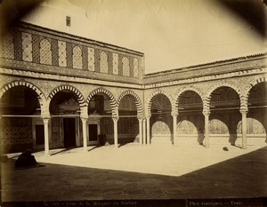 Tunisia Tunis courtyard of the Barber's Mosque old Photo Garrigues 1890