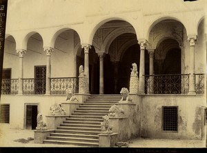 Tunisia Tunis Lion Stairs of Bardo Palace old Photo Garrigues 1890