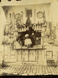 Tunisia Tunis traditional grocery shop old Photo Garrigues 1890