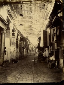 Tunisia Tunis Souks Market interior old Photo Garrigues 1890
