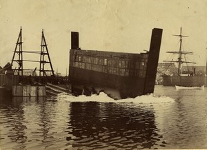 France Le Havre launch of a strange ship old Photo 1890