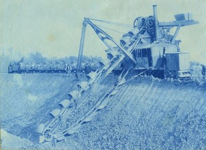 France Le Havre Jetty Dike? under construction old Photo cyanotype 1890