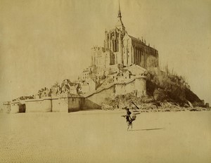 France Le Mont Saint Michel Pecheur a pied ancienne Photo 1890