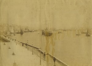 France Le Havre harbour ships panorama old Photo 1890