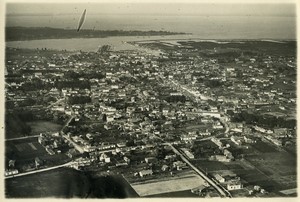 France aviation aerial view Town Estuary old Photo 1930