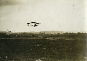 France aviation Joseph Christiaens en vol sur biplan Farman ancienne Photo Branger 1910 #6