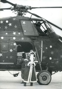 France Atlantic Pyrenees aviation Santa Claus in Helicopter Christmas Photo 1970