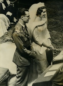Belgium Brussels King Baudoin royal wedding in Sainte Gudule old Photo 1960