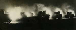 USA Maryland Fort George Meade manoeuvres militaires tanks de nuit ancienne Photo 1938