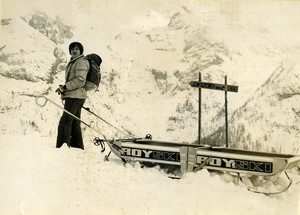 Italy Pinzolo Folding Sledge Sleigh Roy Ski old Photo 1970