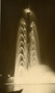 Paris Colonial Exhibition Illuminations Fountain at night old Photo 1931
