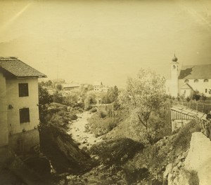 Switzerland or Italy? Alps village church Old amateur snapshot Photo 1900