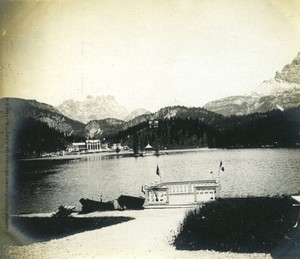 Italy Alps Dolomites Lake Misurina Hotel Old amateur snapshot Photo 1900 #3
