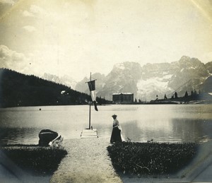 Italy Alps Dolomites Lake Misurina Hotel Old amateur snapshot Photo 1900 #5