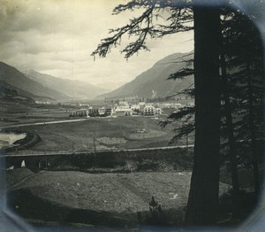 Switzerland Alps? Small town by River Lake side Old amateur snapshot Photo 1900