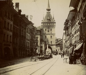 Switzerland Bern Käfigturm Prison Tower street scene Old Photo 1900